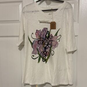 A Rare Bird White Floral Graphic Tee - 'Amazing Grace